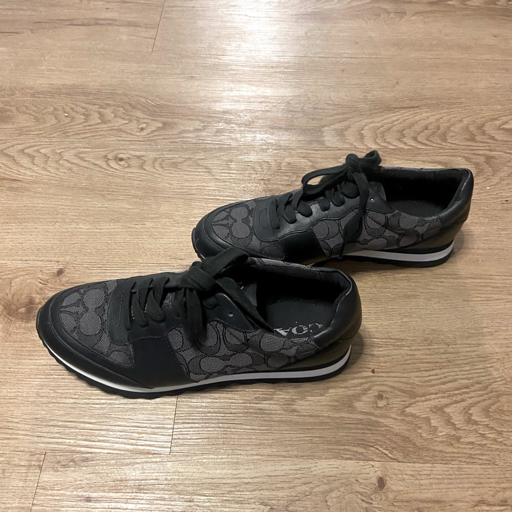 Coach Womens Mason Jacquard Black-smoke/black Tennis Shoes Size 8